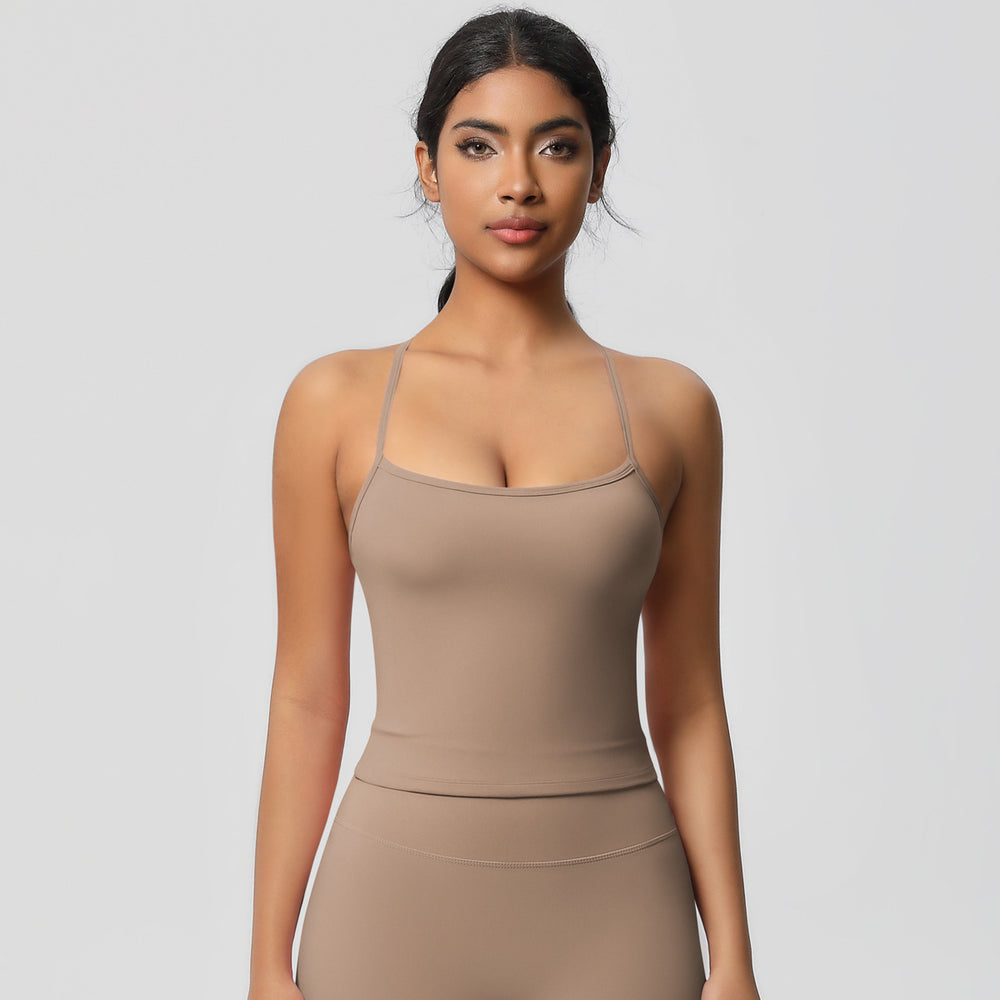 Shockproof push-up strappy back yoga bra - quick-dry, breathable, compression top - running & fitness sports tank top for women