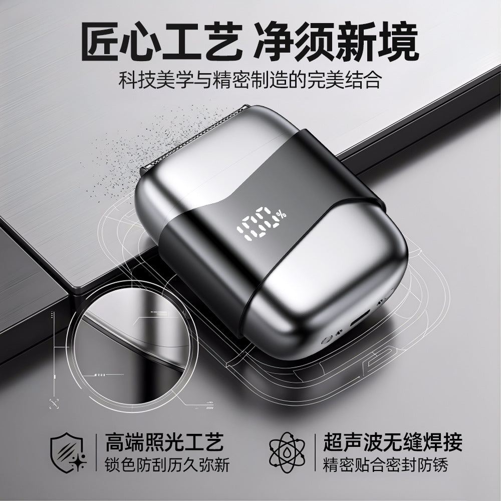 magnetic three-blade reciprocating mini electric shaver, portable fast charging, full body washable razor
