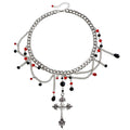 Pearl sweater chain wholesale european and american cross-border cross necklace punk multi-layered wearing light luxury niche clavicle chain for women