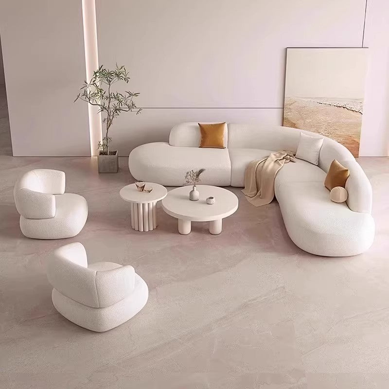 Nordic cream style cat scratching leather large apartment popularins style curved beauty salon hotel rest area corner sofa