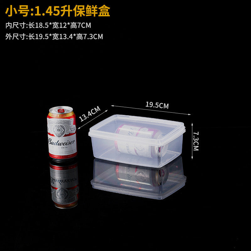 Rectangle transparent crisper food grade sealed box with lid refrigerator storage box kitchen plastic box lunch box wholesale