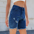 Fashion cross-border women's summer new style   washed casual ripped denim shorts half length pants trendy