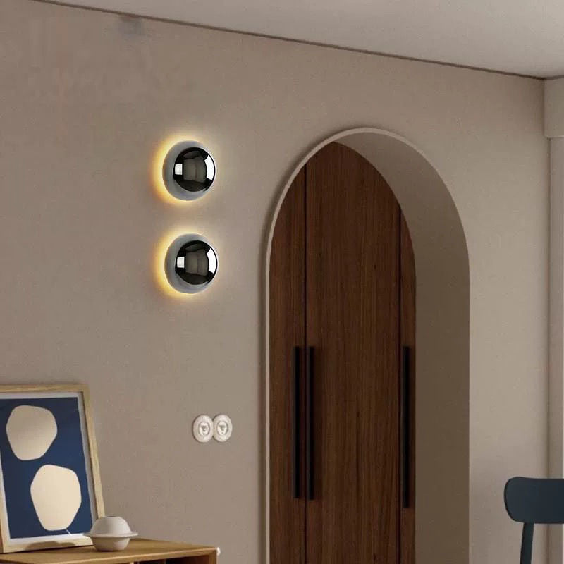 Bedroom modern wall lamp round background wall corridor eclipse bedside lamp scandinavian decoration aisle living room casual