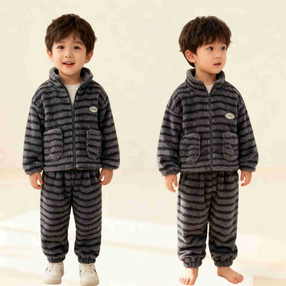 Boys' pajamas - new  collection - kids' coral fleece loungewear - autumn/winter boys' big kids' fleece-lined thickened set