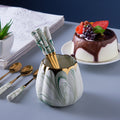 Nordic stainless steel fruit fork spoon ceramic storage jar set marble fruit fork household cutlery spoon dropshipping