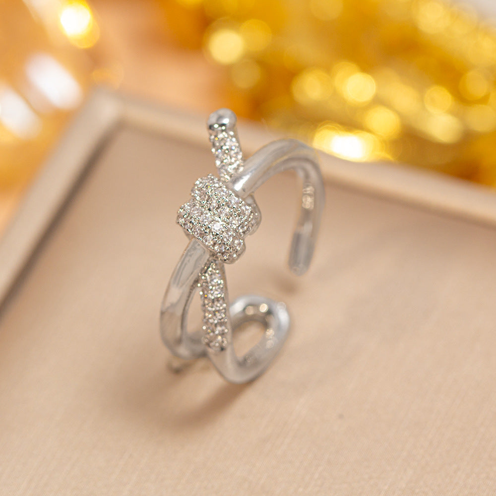 hot-selling design, full of diamonds, inlaid with zircons, exquisite women's openable adjustable rings, popular fashion accessories