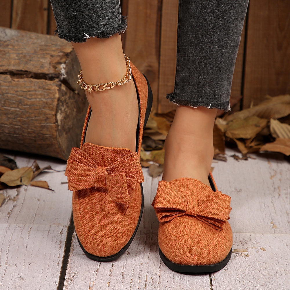 plus size round toe low heel small flats women's spring & fallnew arrivalelegant thick heel slip-on fashion pure color loafers
