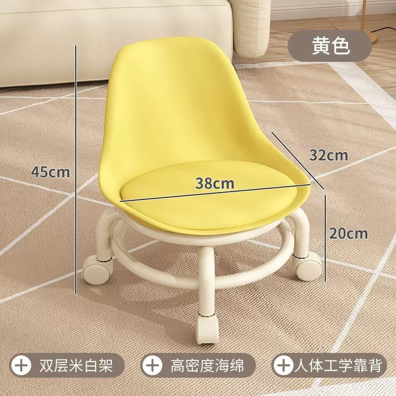Acrylic stool silent transparent universal wheel children's toddler home stool net red with baby small chair pulley low stool