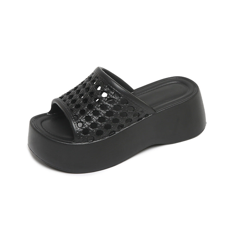 Cut outthick sole sandals women's summer outwearfashionnew arrival with skirtclassyfashioneasiest for match woven flip-flops
