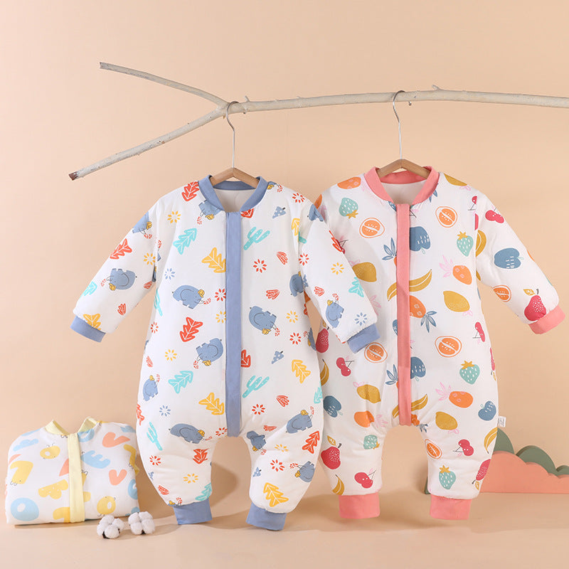 Winter thickened sleeping bag, autumn pure cotton class a, split leg design, extra thick newborn anti-kick quilt, baby and toddler sleeping bag