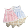Infant and toddler summer sleeveless lace collar doll dress, stylish baby girl vest princess-style dress, summer romper