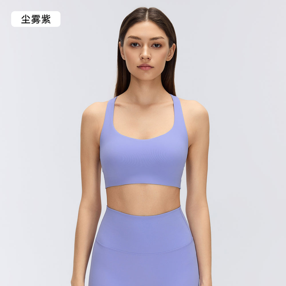 Sexy criss-cross back yoga bra - shockproof, push-up, skin-friendly, breathable running & fitness sports bra for women - d26057