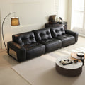 Italian normcore genuine leather sofa large apartment living room large black cow sofa 2025 new arrivalretro black diamond sofa