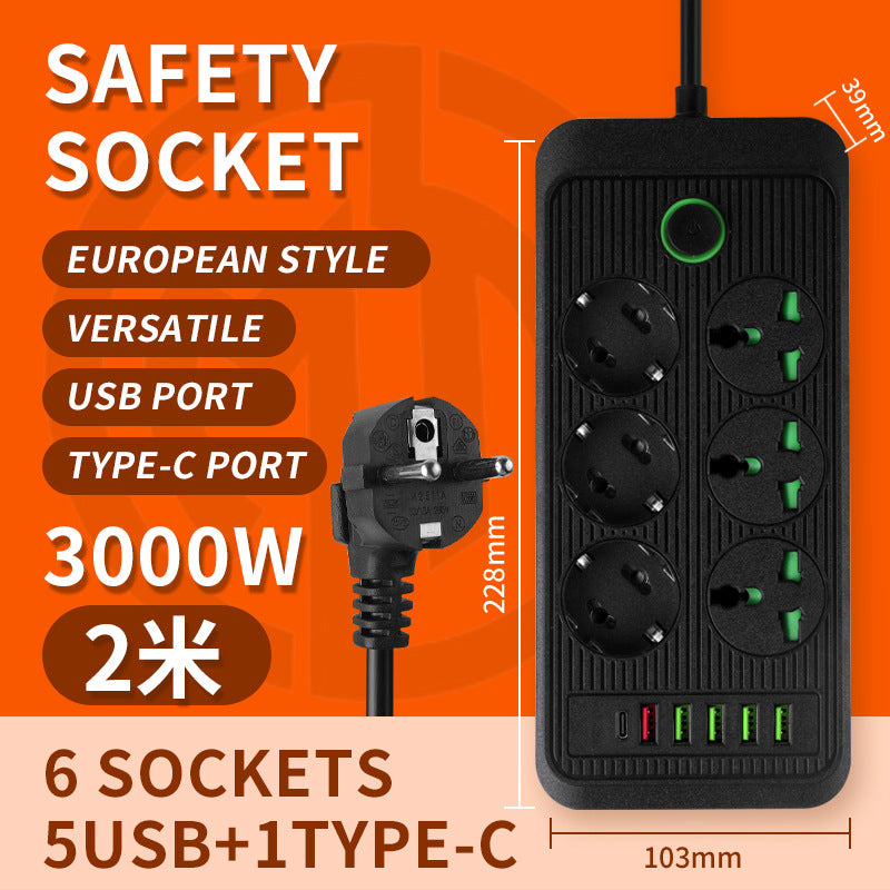 European power strip, european standard wiring, russian, german, korean round european standard switch, for home socket, multiple usb