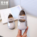 Vancahao girls' retro leather shoes,  autumn new korean style, soft sole casual shoes for children, student flats