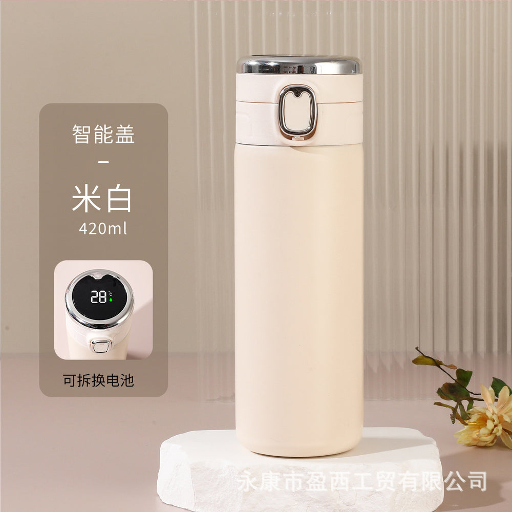 Simple pea cup female student 304 stainless steel vacuum water cup replaceable battery bounce smart thermos cup wholesale
