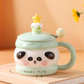New cartoon cute pet high-value ceramic mug with lid, color glaze craftsmanship, for home and office use - wholesale