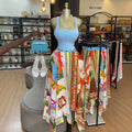 European and american cross-border women's fashion:  summer new arrivals - high-waisted, slimming, printed, asymmetrical skirt for vacation style