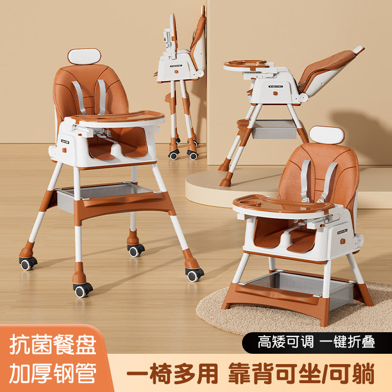 Baby Dining Chair Multifunctional Folding Baby Mobile Eating Adjustable Shampoo Household Portable Dining Chair Factory Wholesale