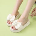 【platform sole】bowknot slippers women's summer outdoor wear 2024 new fairy style fashion non-slip sandals