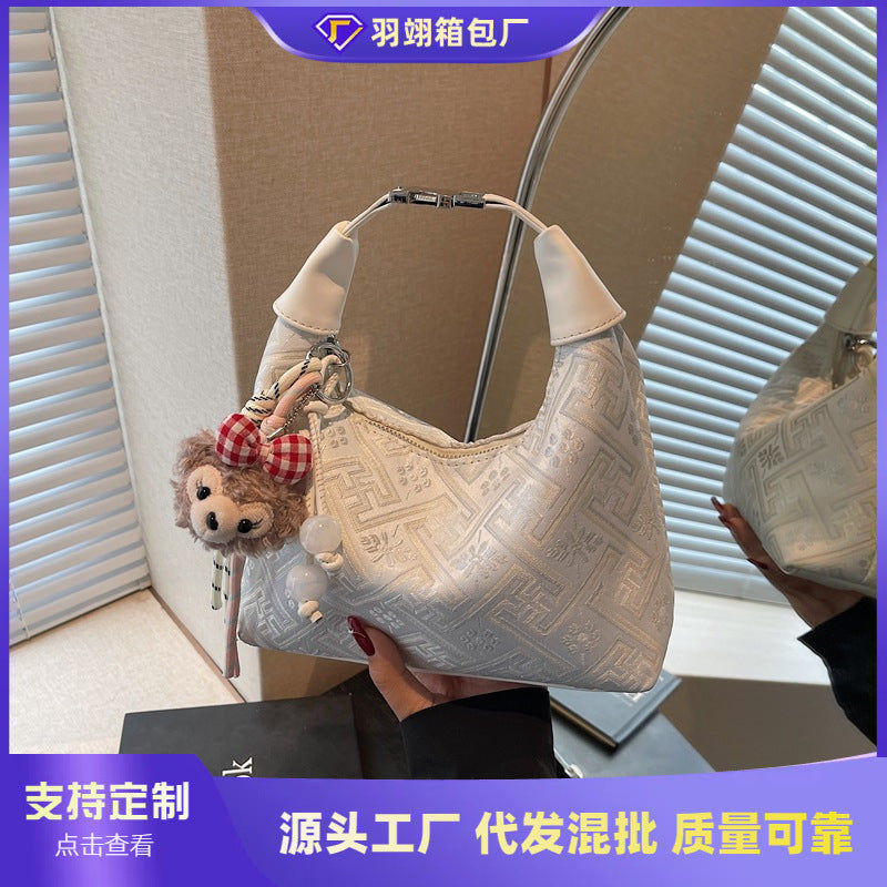 Foreign trade new Chinese portable small bag women's 2025 new Guofeng one-shoulder dumpling bag high-end versatile messenger bag