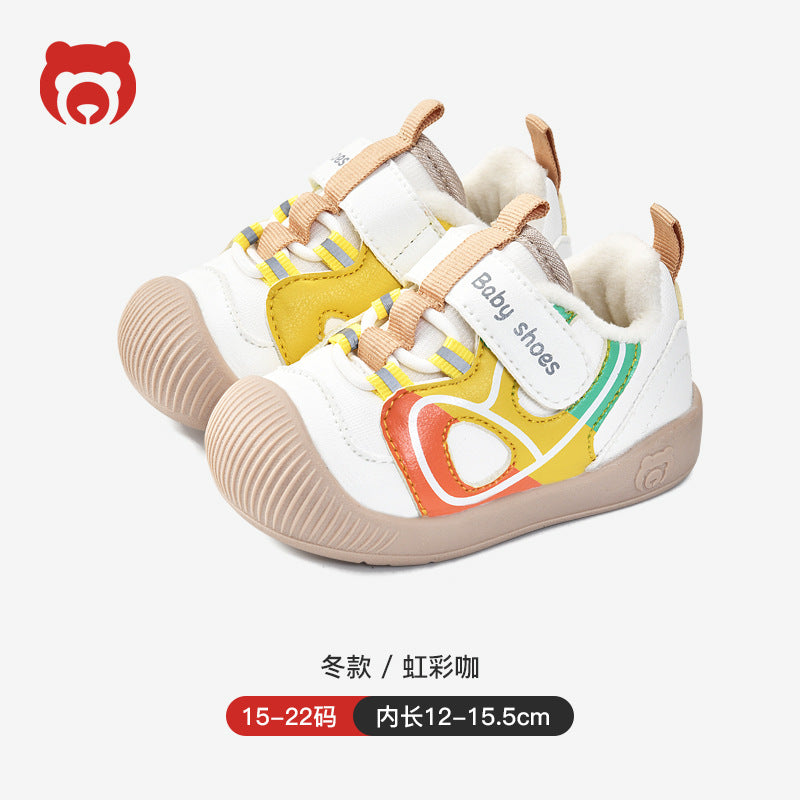 Toddler shoes for baby boys 0-1-3 years old, autumn/winter infant and toddler shoes, girls' shoes, soft sole functional fleece-lined thickened cotton shoes