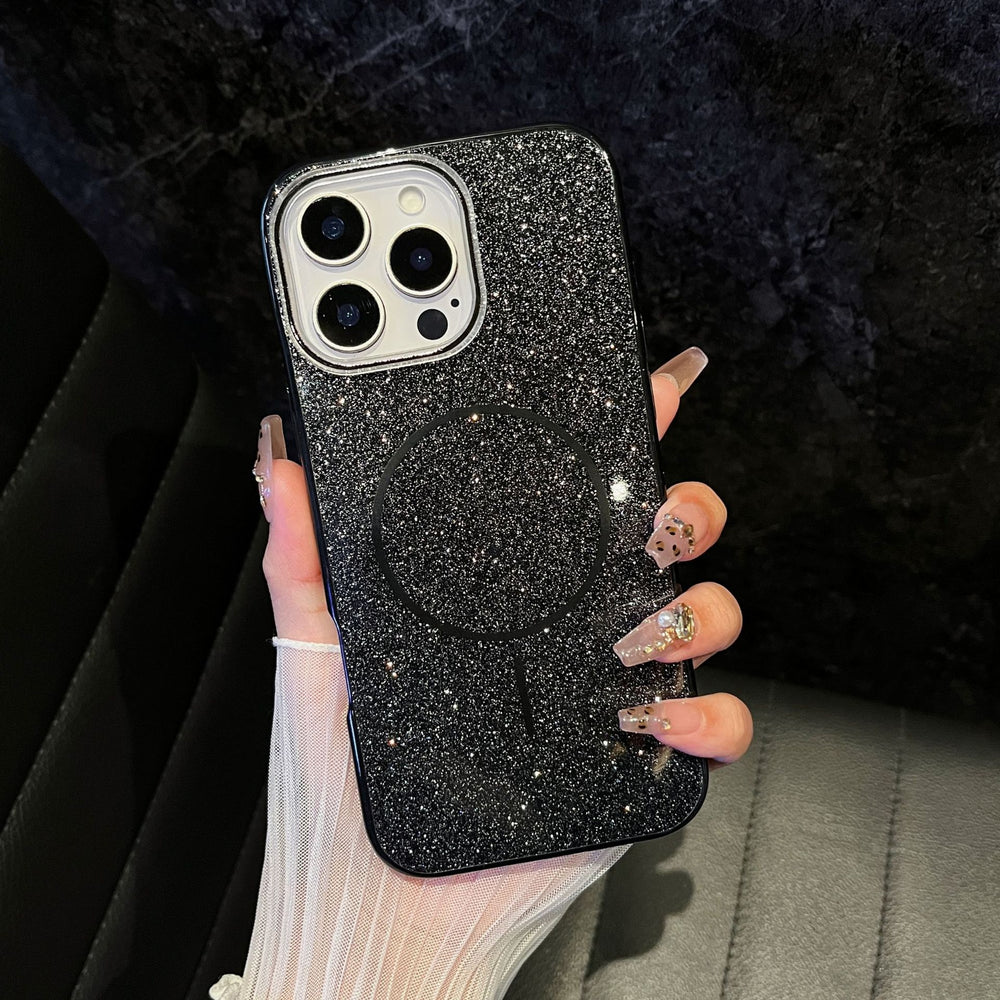 Custom high-value imd glitter luxury fashion magnetic solid color minimalist phone case for apple 16/15/14