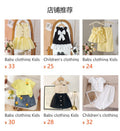 Children's clothing cross-border european and american girls white sleeveless vest + blue shorts two-piece set