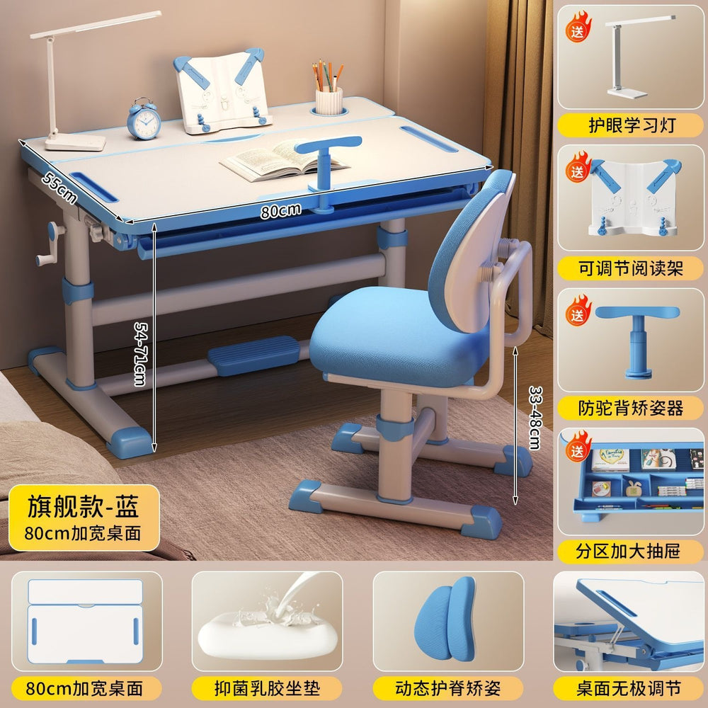 Adjustable height desk and chair set for kids - perfect for elementary school students, home study, and writing