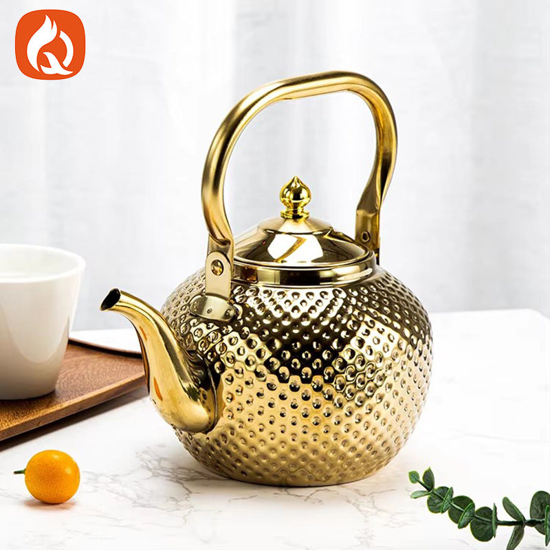 Bobo kettle cross-border hammered stainless steel old-fashioned teapot middle eastern spherical water kettle handle with filter restaurant for home