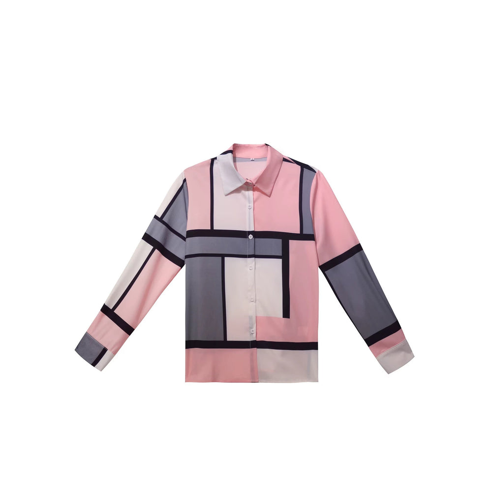 wholesale women's long-sleeved shirts, trendy all-season shirts with popular cross-border print designs, dropshipping available
