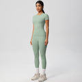 European and american nude feel compression quick-dry short sleeve yoga set - high waist, butt-lifting, outdoor training, running, and fitness activewear