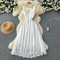 French red cut out sleeveless silmdress women's summer pure desire style high waist slimming lookelegant vacation style a-line skirt