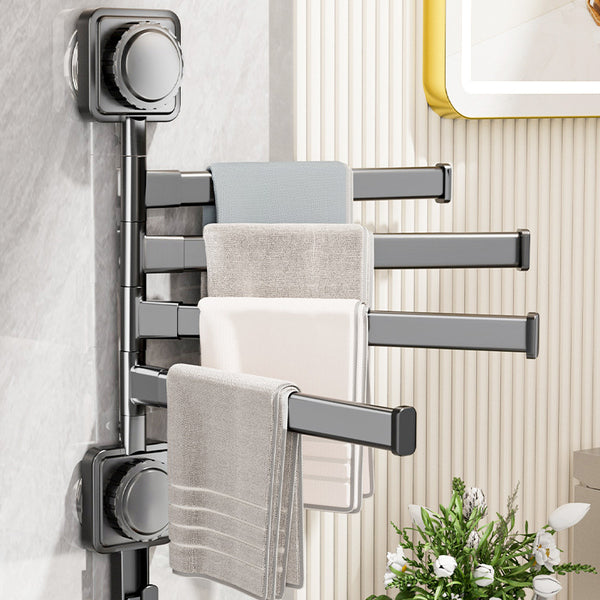 Suction cup rotating towel rack non-punching multi-rod drying rack toilet bathroom bath towel bar wall-mounted rack