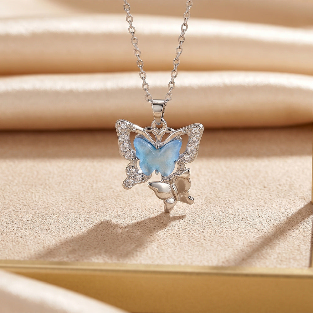 European and american fashion hot selling copper inlaid zirconia flower necklace for women, light luxury niche style, versatile minimalist, non-fading clavicle chain jewelry