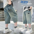 Kids' boys' summer pants - lightweight denim shorts for mid-to-large children -  new summer collection - boys' mid-length shorts