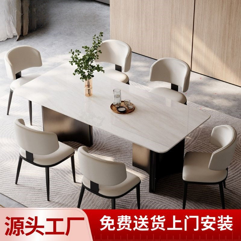 Kali ice jade thickened full support natural marble dining table rectangular italian normcoreaccessible luxury style grid dining table