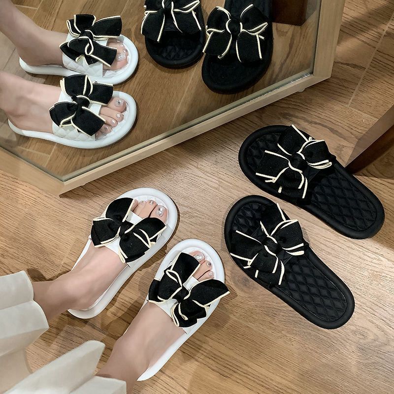 Bowknot slippers women's summer outwear new arrivalfashion women's shoes inseasiest for match beach shoes women's home shoes flip flop women