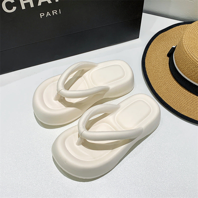 2025new arrival stepping on shit touching flip flops for women summer ins trendy fairy style casualthick sole flip flops beach sandals