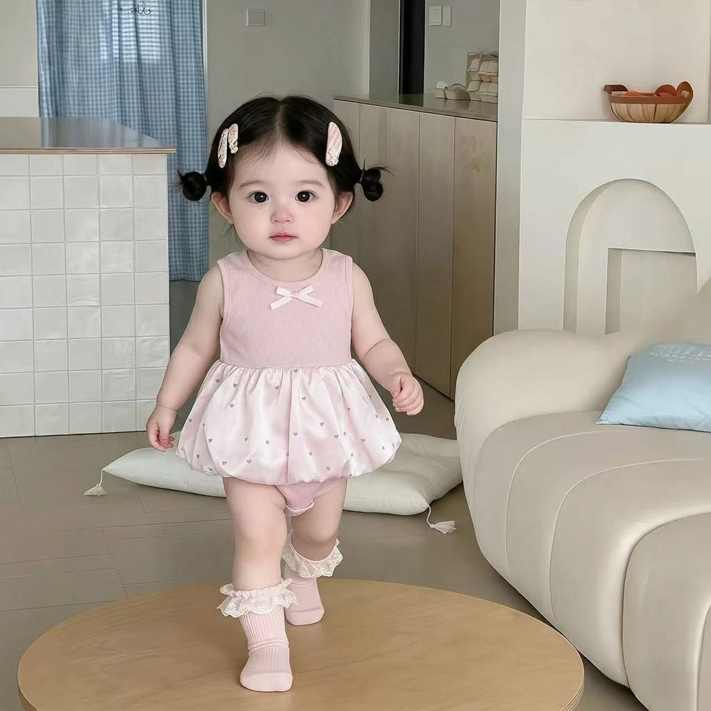 Summer lightweight chic romper dress - baby girl vest dress - newborn bodysuit - outdoor outfit