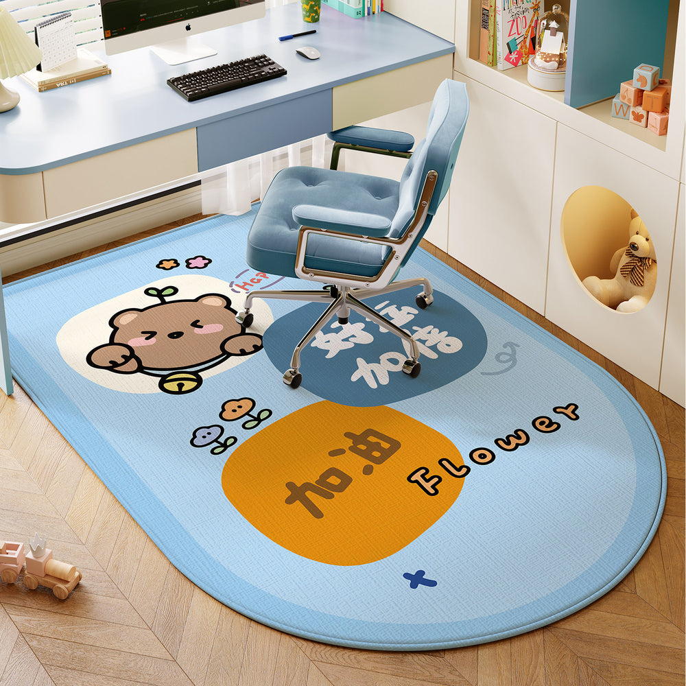 Bedroom computer chair floor mat, kids study chair rug, study desk swivel chair underfloor protector, arch-shaped foot pad
