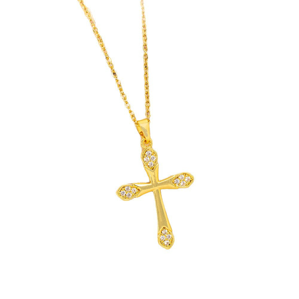[titanium steel] fashion cross-border hot-selling cross necklace for women, simple, fashionable, high-end, versatile sweater chain jewelry