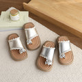 Insfrench rhinestone slippers summernew arrivalk-style girl shoes lace toe princess shoes beach sandals