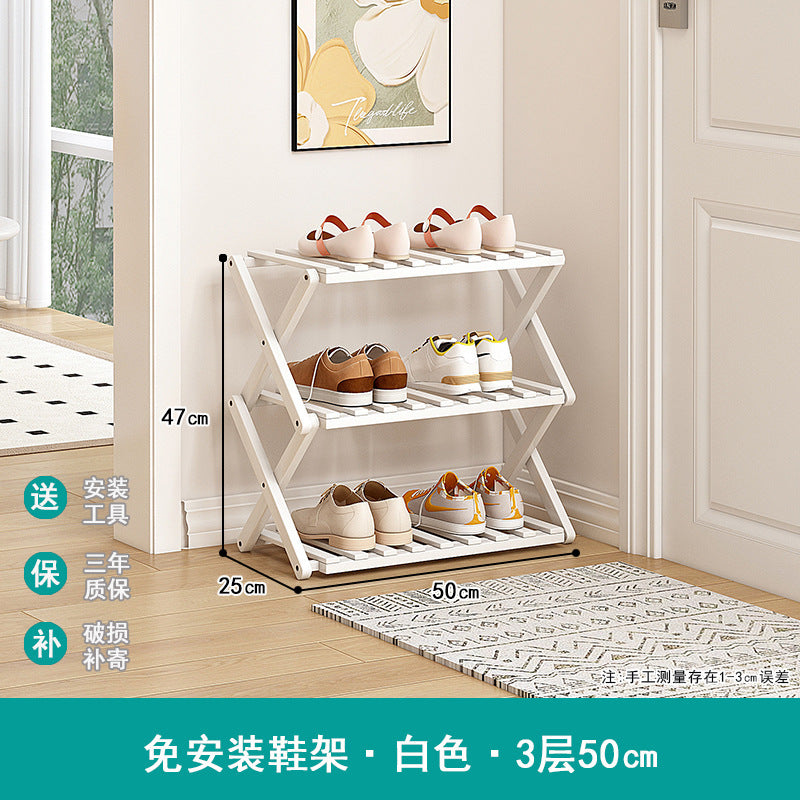 Shoe rack simple door for home multi-layer storage space-saving corner small dust-proof narrow shoe cabinet free of installation