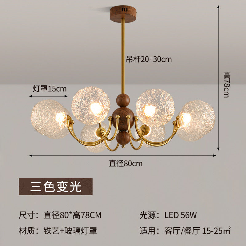 American light luxury bedroom light modern simple French living room chandelier new Chinese dining room magic bean glass ball lamp