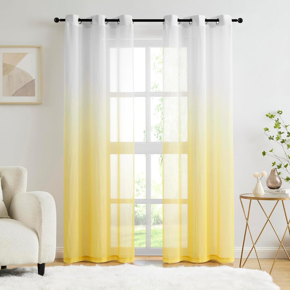 Amazon direct supply gradient colored window screens, export-ready finished curtains, window sheers, digital print voile curtains