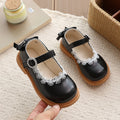 Girls' mary jane leather shoes - new spring/autumn collection, soft sole princess shoes for babies, lace trimmed, vintage-style, versatile single shoes for toddlers