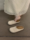 Breathable frenchniche style hand-woven cut out toe-cap half-slippers for women summeroutwear roman style thick sole mule shoes