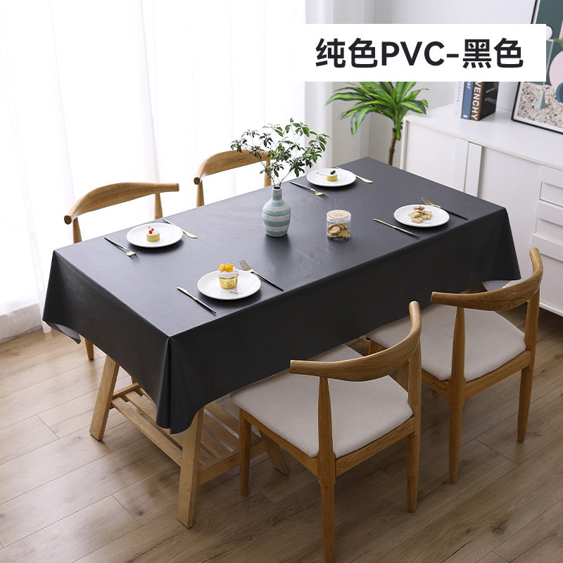 Solid color dining table tablecloth waterproof and oil-proof modern simple PVC tablecloth, leave-in coffee table table countertop cover wholesale