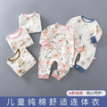 Baby pure cotton onesie baby 180g boneless romper thin cotton thickened partial placket romper kids pullover onesie